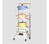 HPTHLY 3-Tier Kitchen Pot And Pan Rack - Black Standing Storage For Microwave, Corner Lid Holders, Includes 5 Boards & 2 Baskets - Space-Saving Nizer For Cookware (4X4Boards-White)