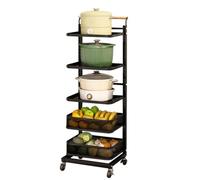 HPTHLY 3-Tier Kitchen Pot And Pan Rack - Black Standing Storage For Microwave, Corner Lid Holders, Includes 5 Boards & 2 Baskets - Space-Saving Nizer For Cookware (5X3Boardsx2Baskets-Black)