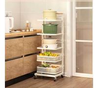 HPTHLY 3-Tier Kitchen Pot And Pan Rack - Corner Shelf Nizer With Lid Holders, Over Microwave Storage, Includes 5 Boards & 2 Baskets For Efficient Space-Saving Cooking (5X3Boardsx2Baskets-White)