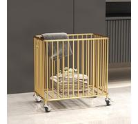 HPTHLY 360° Rolling Laundry Basket With Wheels - Metal Hamper Cart, Iron Wire Yoga Mat Storage Rack For Living Room, Bathroom & Bedroom (Gold-40X25X49Cm)