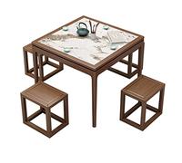 HPTHLY 5 pcs Chinese table and chairs set, Kitchen Dining Table and Chair Set,Includes 1 Table & 4 chair, for Dining Room, Lounge, Cafe & Restaurant (Style a 90cm(5 pcs))