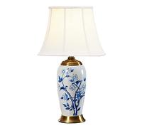 HPTHLY 62Cm High Ceramics Table Lamp With Blue Painted Body Large Blue And White Porcelain Table Lamps Chinese Traditional Bedroom Bedside Lamp For Living Ro