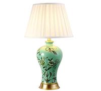 HPTHLY All Copper Table Lamp American Luxury Bedroom Bedside Lamp Large Oriental Ceramic Table Lamp Chinoaserie Style Ceramic Desk Lamp For Side Table Coffee(A)