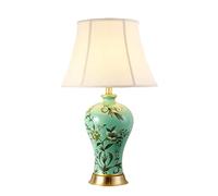 HPTHLY All Copper Table Lamp American Luxury Bedroom Bedside Lamp Large Oriental Ceramic Table Lamp Chinoaserie Style Ceramic Desk Lamp For Side Table Coffee(C)