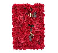 HPTHLY Artificial Flower Wall, Red Fake Flowers Panel Silk Plastic Floral Backdrop Screening Walls For Outdoor Indoor Wedding Party Balcony Decor,1pcs