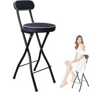 HPTHLY Bar Stool 30In Adults Folding Bar Stool, Round Foam Padded And Comfortable Backrest, 28In Foldable Tall Kitchen Chair (Dolphin Waves-75Cm/30In)