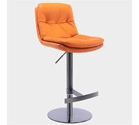 HPTHLY Bar Stool Modern Adjustable Swivel High Stool Counter Height Back Island Family Bar Pu Leather Titanium Black Brushed Stainless Steel With