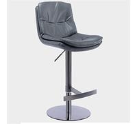 HPTHLY Bar Stool Modern Adjustable Swivel S Counter Height Back Island Family Stool Bar Pu Leather Titanium Black Brushed Stainless Steel With