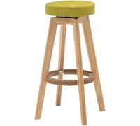HPTHLY Bar Stool Modern Upholstered Bar Stools Set Of 1 360° Rotating High With Wooden Legs And Footrest Round Seat (D-73Cm)