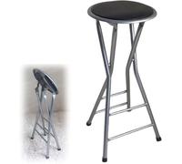 HPTHLY Bar Stool Portable Folding Stool For Outdoor/Indoor Kitchen Home Pub Bar 24Inch Black Round Padded Metal Frame (Dolphin Waves-24Inch)