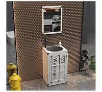 HPTHLY Bathroom Vanity Cabinet With Stainless Steel Sink, Floor Standing Pedestal Sink Basin, Industrial Bathroom Sinks Cabinet, Undermount Vanity Units With(A2-With Mirror)