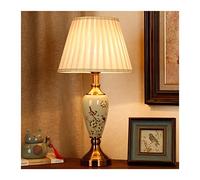 HPTHLY Bedroom Nightstand Lamps Chinese Ceramic Table Lamp Hand-Painted Flowers And Birds Porcelain Desk Lamp Glazed Ceramic Table Lights For Bedroom Bedside(C)