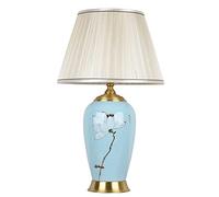 HPTHLY Bedroom Nightstand Lamps Flower And Bird Ceramic Table Lamp Hand Painted Oval Desk Lights Chinese Style Ginger Jar Fabric Lampshade Bedside Nightstand(A-60Cm*36Cm/23.6 * 14In)