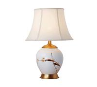 HPTHLY Bedroom Nightstand Lamps Flowers And Birds Ceramic Table Lamp Hand Painted Ceramic Desk Lights White Fabric Lampshade Bedside Nightstand Night Lights(B-36 * 55Cm/14 * 21.65In)