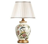 HPTHLY Bedroom Nightstand Lamps Modern Ceramic Table Lamp Ceramic Flower And Bird Desk Light Chinese Style Ginger Jar Led Desk Nightstand Lamps Decorative Fo(B)