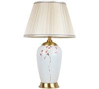 HPTHLY Bedroom Nightstand Lamps Modern Ceramic Table Lamp Hand Painted Fabric Lampshade Desk Light Chinese Style Bedside Night Lights For Bedroom Nightstand(A-60Cm*36Cm)