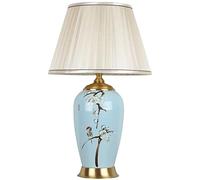 HPTHLY Bedroom Nightstand Lamps Modern Ceramic Table Lamp Hand Painted Fabric Lampshade Desk Light Chinese Style Bedside Night Lights For Bedroom Nightstand(C-60Cm*36Cm)