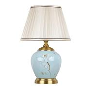 HPTHLY Bedroom Nightstand Lamps Modern Ceramic Table Lamp Hand Painted Fabric Lampshade Desk Light Chinese Style Bedside Night Lights For Bedroom Nightstand(B-52 * 33Cm)