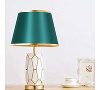 HPTHLY Bedroom Nightstand Lamps Modern Ceramic Table Lamp Nordic Light Luxury Checker Desk Lamp Fabric Drum Lampshade Nightstand Night Lights For Living Room(C)