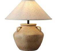 HPTHLY Bedroom Nightstand Lamps Rustic Jug Ceramic Table Lamp Southwestern Style Farmhouse Table Light Fabric Drum Shade Bedside Nightstand Night Lights For