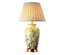 HPTHLY Bedside Lamp Table Lamp Ceramic Table Lamp Chinese Classic Nightstand Lamp Hand Painted Floral And Bird Glazed With Fabric Shade And Brass Base Nights