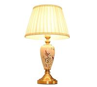 HPTHLY Bedside Lamp Table Lamp Ceramic Table Lamp Hand Painted Flowers And Birds Bedroom Decor Desk Metal Table Lamps With Fabric Shade For Bedroom Nightstan