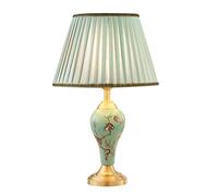 HPTHLY Bedside Lamp Table Lamp Ceramic Table Lamp Hand Painted Flowers And Birds Table Lamps Metal Base Nightstand Lamp For Bedroom Living Room Nightstand La(Blue-Remote Control Switch)