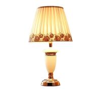 HPTHLY Bedside Lamp Table Lamp European Table Lamp Romantic Jade Bedside Lamp With Lace Fabric Lampshade Nightstand Lamp For Living Room Bedroom Nightstand L(A-Remote Control Switch)