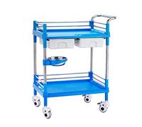 HPTHLY Blue 2 Tier Movable Service Cart For Kitchen Beauty Salon And More Multi Purpose Storage Cart On Wheels 64 * 44 * 90Cm (Blue-73 * 53 * 90Cm)