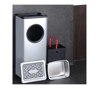 HPTHLY Built-In Countertop Garbage Can, Round Opening Stainless Steel Garbage Bin, Built-In Trash Can With Swing Flip Lid, Kitchen Countertop Trash Container, Drop-In Waste(Silver-31 * 23.5 * 74.5Cm)
