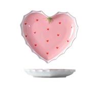HPTHLY Ceramic Plates Creative Ceramic Strawberry Dinner Plate Pink Love Fruit Delicate Western Food Pasta Plate Tableware Salad Plates,A-One Size