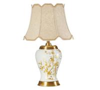 HPTHLY Chinoiserie Ceramic Table Lamp Hand Painted Branch Nightstand Lamp Traditional Porcelain Classic Desktop Lamp For Bedroom Living Room Office College B