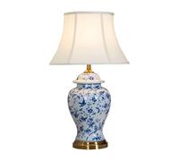 HPTHLY Chinoiserie Ceramic Table Lamp Traditional Ceramic Desktop Lamp Hand-Painted Flowers And Birds End Table Lamps Ceramic Body With Fabric Shade