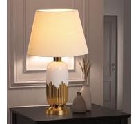 HPTHLY Contemporary Ceramics Table Lamp American Living Room Study Bedroom Bedside Desk Light Villa Hotel Creativity Desk Lamp,18(19)