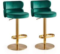 HPTHLY Counter Stool Bar Stools,Velvet Swivel Barstools Set Of 2 Bars Chairs Bar Stools Adjustable (Gold-D)