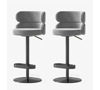 HPTHLY Counter Stool Bar Stools,Velvet Swivel Barstools Set Of 2 Bars Chairs Bar Stools Adjustable Lift Counter Height Stools With Stainless Steel Titanium Gold Metal (Gold-B)