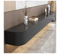 HPTHLY Elegant Floating Tv Stand Wall Mounted Black Solid Wood Media Console With 2 Drawers 260Cm Storage Shelf For Living Room Or Bedroom Stylish & Function(Noir-300Cm)