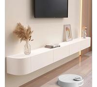 HPTHLY Elegant White Wall Mounted Tv Stand With Storage 180 Cm Wooden Tv Console For Living Room And Bedroom Stylish Media Unit For Flat Screens Modern Furni(Blanc-240Cm/94.5In)