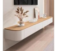 HPTHLY Elegant White Wall Mounted Tv Stand With Storage 180 Cm Wooden Tv Console For Living Room And Bedroom Stylish Media Unit For Flat Screens Modern Furni(Bois-140Cm/55In)