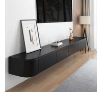 HPTHLY Elegant White Wall Mounted Tv Stand With Storage 180 Cm Wooden Tv Console For Living Room And Bedroom Stylish Media Unit For Flat Screens Modern Furni(Noir-220Cm/86.6In)