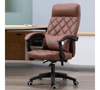 HPTHLY Ergonomic Office Gaming Computer Desk Chair With Massage Function And Adjustable Headrest Comfy Leather Swivel Chair For Study Work And Executive Livi(Brown-One Size)