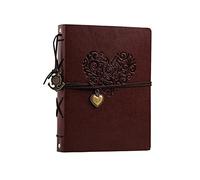 HPTHLY Family Album, Leather Cover,Memorial Book Photo Album Vintage Leather Scrapbook Wedding Guest Diy Memories Book Refillable Black Pages (B)