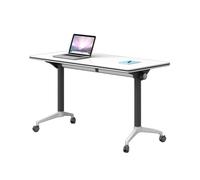 HPTHLY Foldable Meeting Table, Flip Top Mobile Training Table with storage layer and Lockable wheels, Quickly Change from Horizontal to Vertical (Style a 120 * 40 * 75cm)