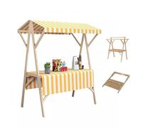HPTHLY Foldable Yellow Service Cart With Wheels, Mobile Ice Cream Display Trolley, Wooden Market Stall For Professional Events, Catering And Farmers' Markets (No Wheels-120Cm (47 1/4)