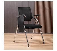 HPTHLY Folding Chair Padded With Desk, Mesh Office Chair With Lumbar Support, Foldable Computer Desk Chair With Tablet Arm, Writing Board And Drink Holder Me(Black)