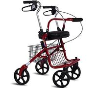 HPTHLY Folding Rollator Rollator Walkers Rollators 4 Wheel Rollator With Adjustable Seat-Red-Compact Size Or Standing Position Quick Release Front Wheels-Ker