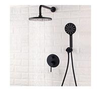 HPTHLY Handheld showerComplete Shower Faucet Set, Black Rain Shower System with 8 Inch Rain Shower Head and 3 Function Hand Shower, Wall Mounted Brass Shower Set