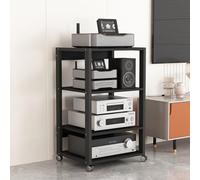 HPTHLY Hifi Racks2/3/4/5/6 Tier Movable Av Media Stand Audio Rack Cd Player Stand Stereo Component Storage Cabinet With Height Adjustable Wooden Shelf For Ho(4 Tier)