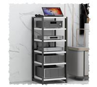 HPTHLY Hifi Racks4/5/6 Tier Adjustable Wooden Media Storage Cabinet For Av Components Black Home Corner Media Center With Stereo Rack And Shelves 60Cm (White-100Cm-39.4In)