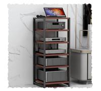 HPTHLY Hifi Racks4/5/6 Tier Adjustable Wooden Media Storage Cabinet For Av Components Black Home Corner Media Center With Stereo Rack And Shelves 60Cm (Brown-100Cm-39.4In)